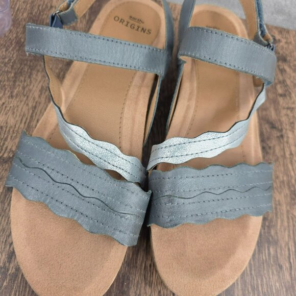 Earth Origins Pico Poppy Sandals 9 W Admiral Blue Multi Leather Metallic Strappy - Picture 10 of 13